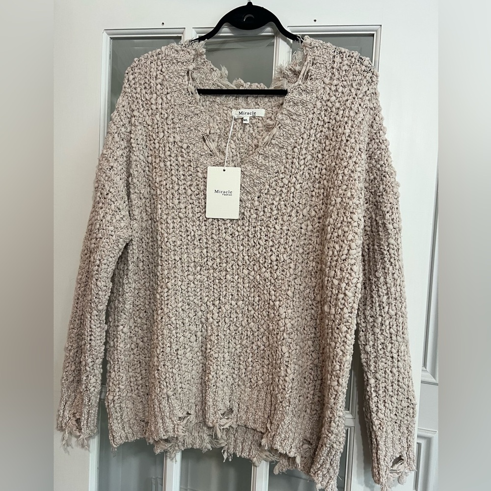 Distressed Beige Sweater!